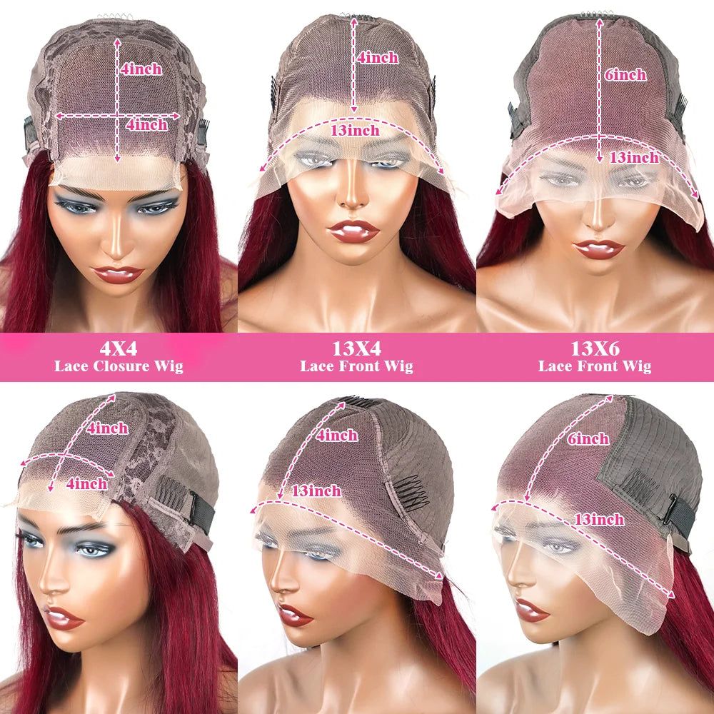 Body Wave 99j Burgundy 13x6 Hd Frontal Human Hair Wig For Women 250% 30 34inch Brazilian Glueless Red Lace Front Wigs On Sale
