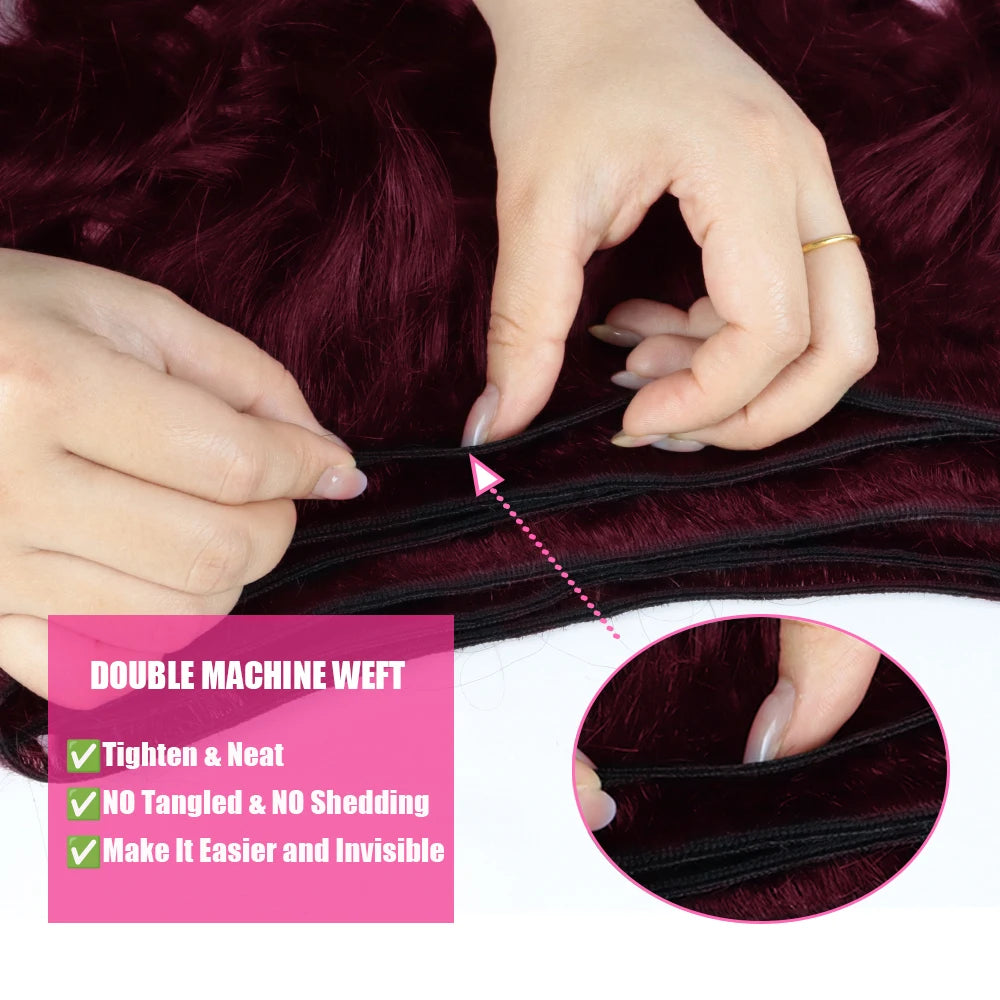 Burmese Curly Hair Bundles Burgundy Human Hair Extensions 99J Red Human Hair Tissage 16-30inch Remy Deep Wave 1/3/4 Bundles Deal