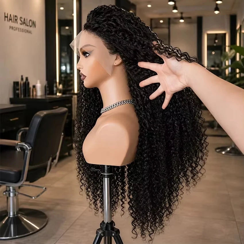 40 Inch 13x6 HD Lace Front Wig 210% Density Deep Wave Human Hair Wig Brazilian Virgin Curly Human Hair Wig For Women 13x4 Lace Frontal Wigs With Baby Hair Pre Plucked Hairline Natural Color