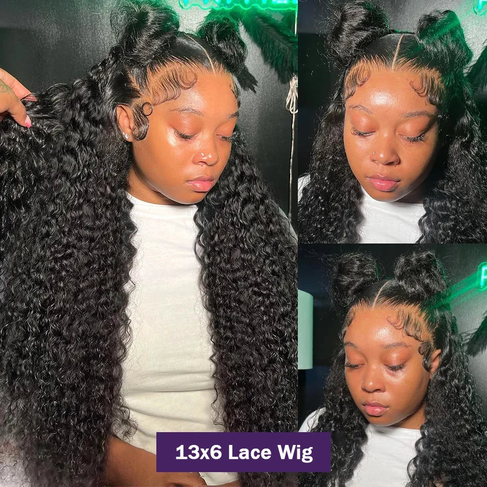 Curly Deep Wave Frontal Wig 13X6 Hd Lace Frontal Wig 30 40 Inch 13X4 Water Wave Lace Front Human Hair Wigs 250 Density
