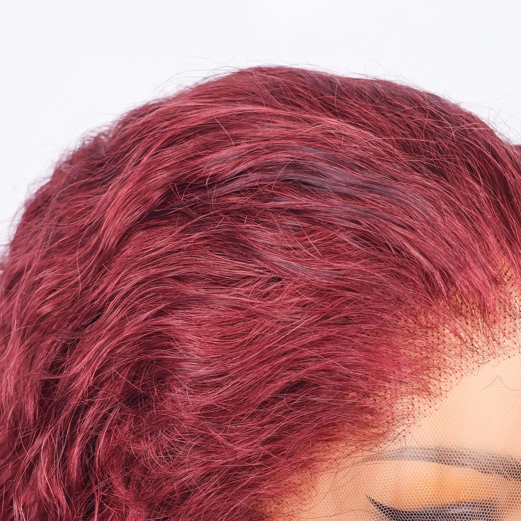 220 Density Human Hair Deep Wave 99J Burgundy 13x4 Lace Frontal Wig 30 32 Inch HD Lace Front Wigs Water Brazilian Curly wigs