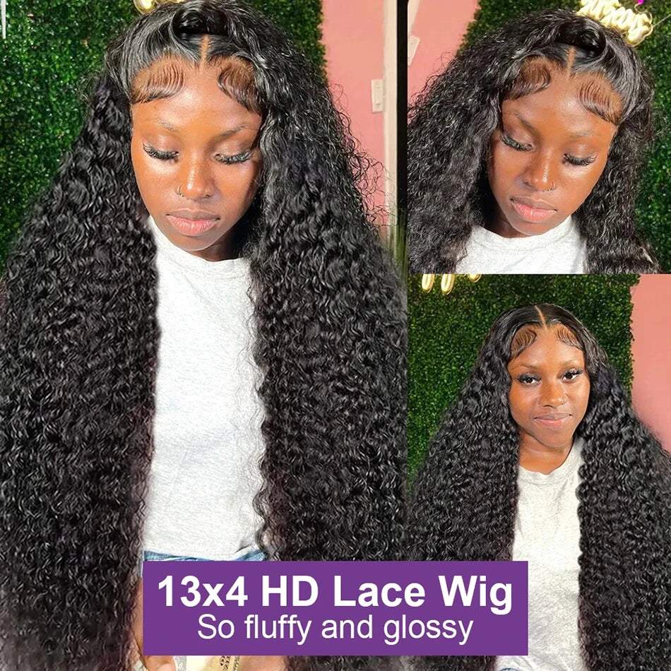 Curly Deep Wave Frontal Wig 13X6 Hd Lace Frontal Wig 30 40 Inch 13X4 Water Wave Lace Front Human Hair Wigs 250 Density