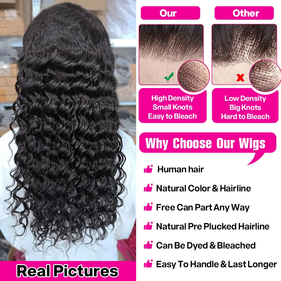 Blonde Loose Curly Brazilian Deep Wave Human Hair Wig 13x4 13x6 HD Lace Front Glueless Wig Breathable Cap Design For Women Beaut