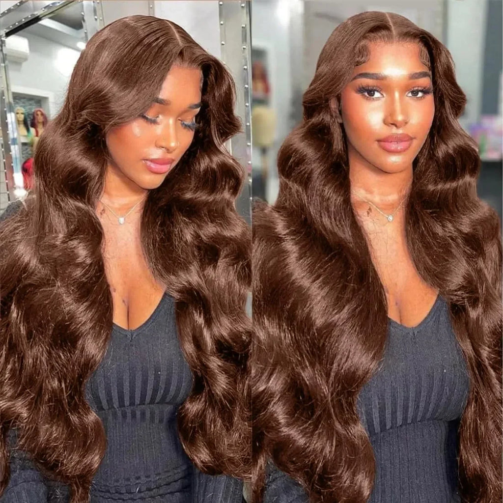 30 Inch Chocolate Brown Body Wave Lace Front Wig Transparent 13x6 HD Lace Frontal Wigs 13x4 Preplucked Colored Human Hair4x4 5x5