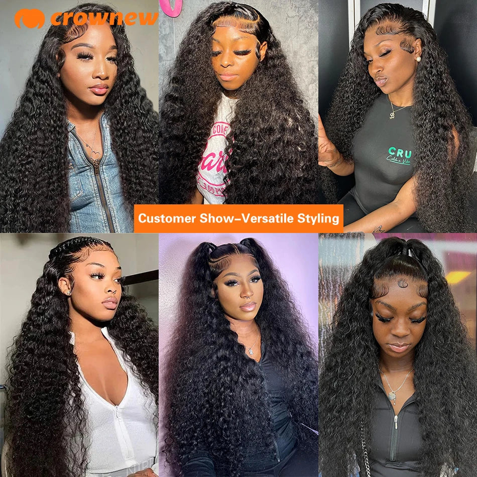 Deep Wave Human Hair Wigs Remy 13x4 HD Lace Frontal Human Hair Wig Deep Curly Wig Pre Plucked Bleached Knots Brailian Hair Wig