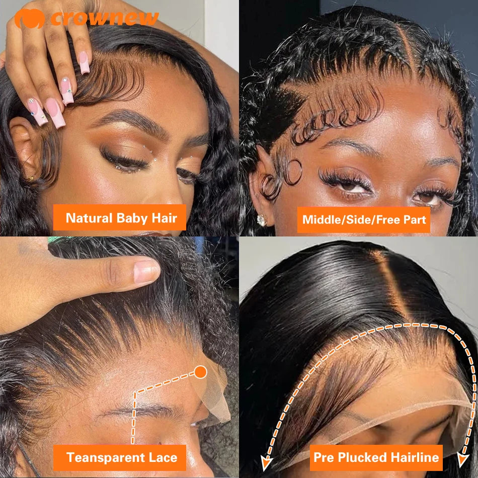 Deep Wave Wigs 13X4 HD Lace Front Human Hair Wig 42 Inch Long Curly Lace Front Human Hair Wig Pre Plucked Human Hair Wigs