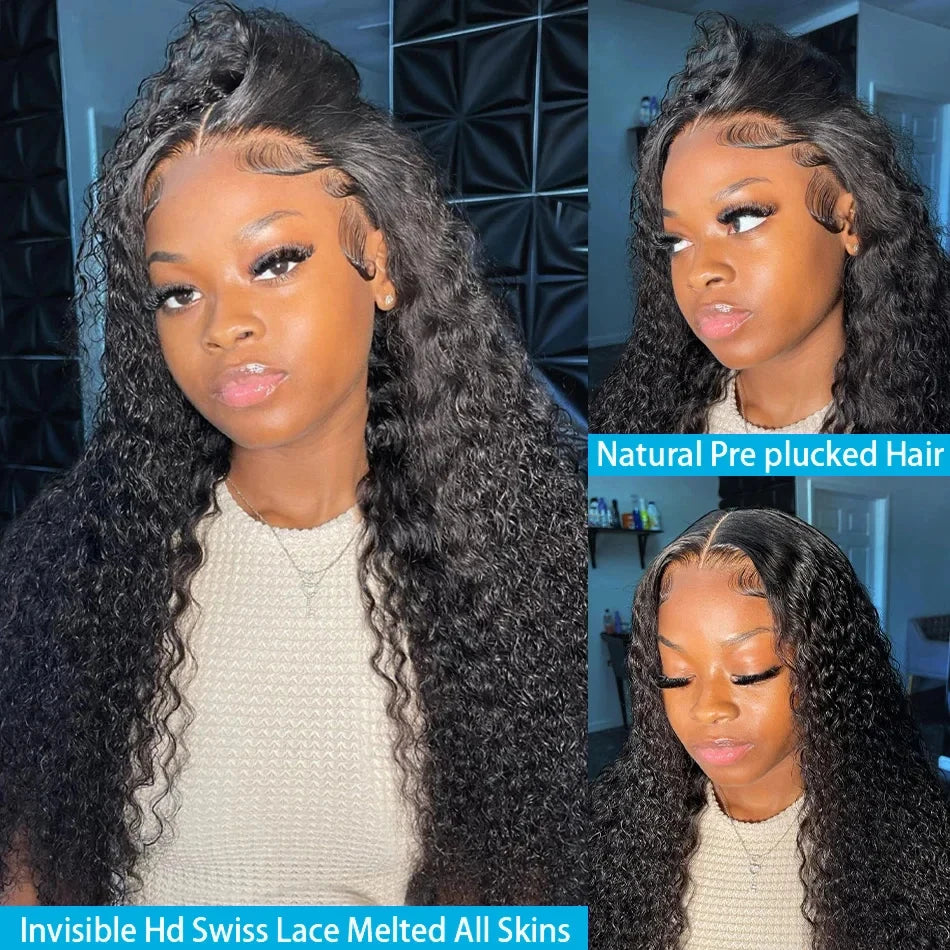 Curly Deep Wave Frontal Wig 13X6 Hd Lace Frontal Wig 30 40 Inch 13X4 Water Wave Lace Front Human Hair Wigs 250 Density