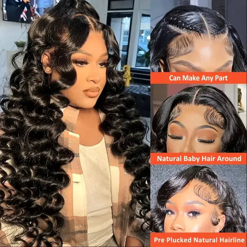 250% Loose Deep Wave 40 42 Inch 13x6 HD Swiss Lace Frontal Human Hair Wigs Brazilian PrePlucke Water Curly 13x4 Lace Front Wig