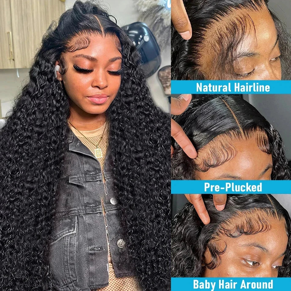 Curly Deep Wave Frontal Wig 13X6 Hd Lace Frontal Wig 30 40 Inch 13X4 Water Wave Lace Front Human Hair Wigs 250 Density