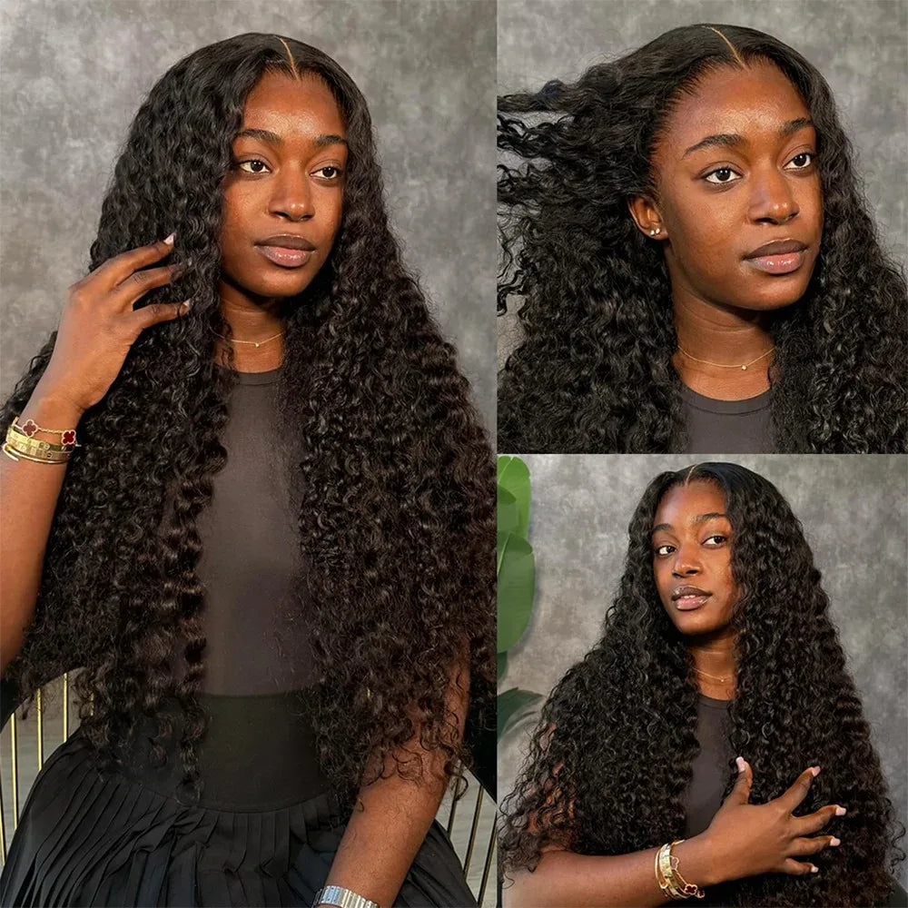 40 Inch 13x6 HD Lace Front Wig 210% Density Deep Wave Human Hair Wig Brazilian Virgin Curly Human Hair Wig For Women 13x4 Lace Frontal Wigs With Baby Hair Pre Plucked Hairline Natural Color