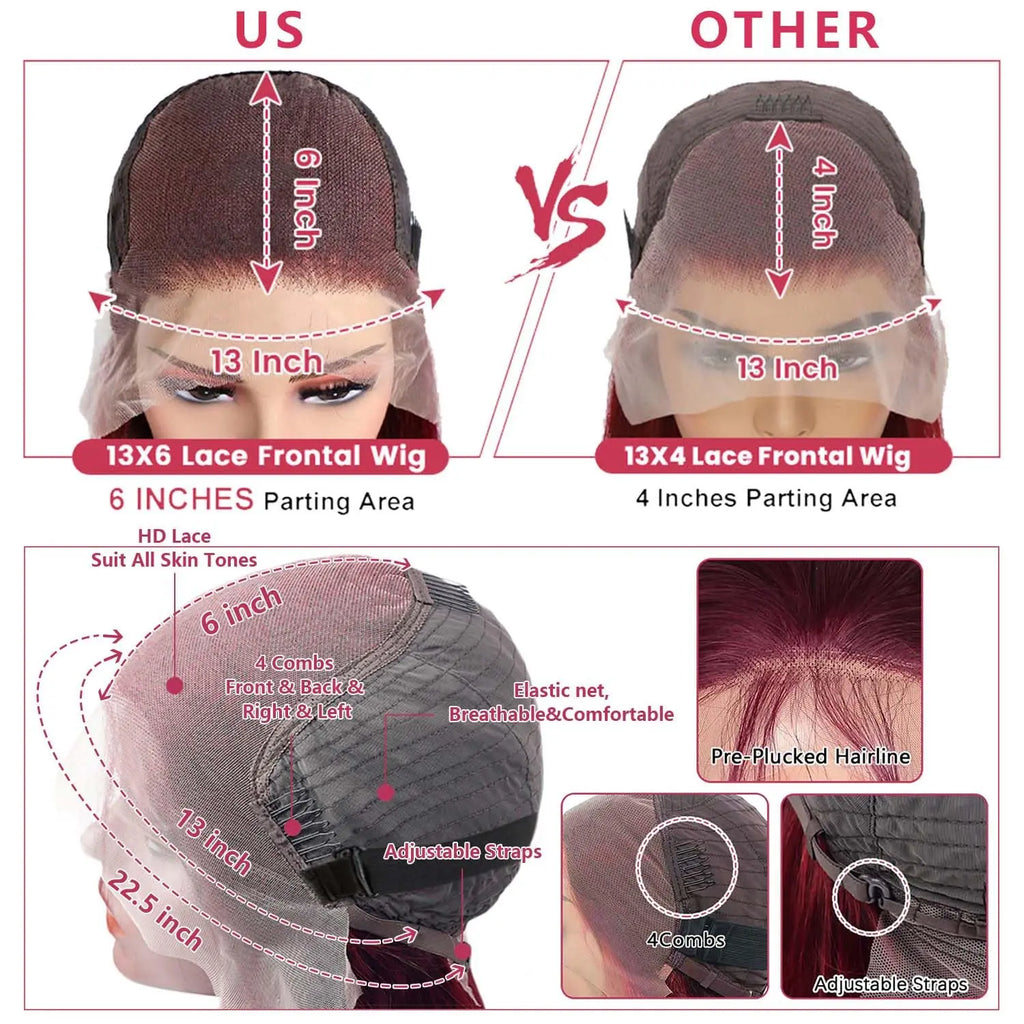 99J Burgundy 210 Density Deep Wave Lace Frontal Wig 13x6 Transparent Lace Front Curly Human Hair Wigs Pre Plucked Human Hair Wig
