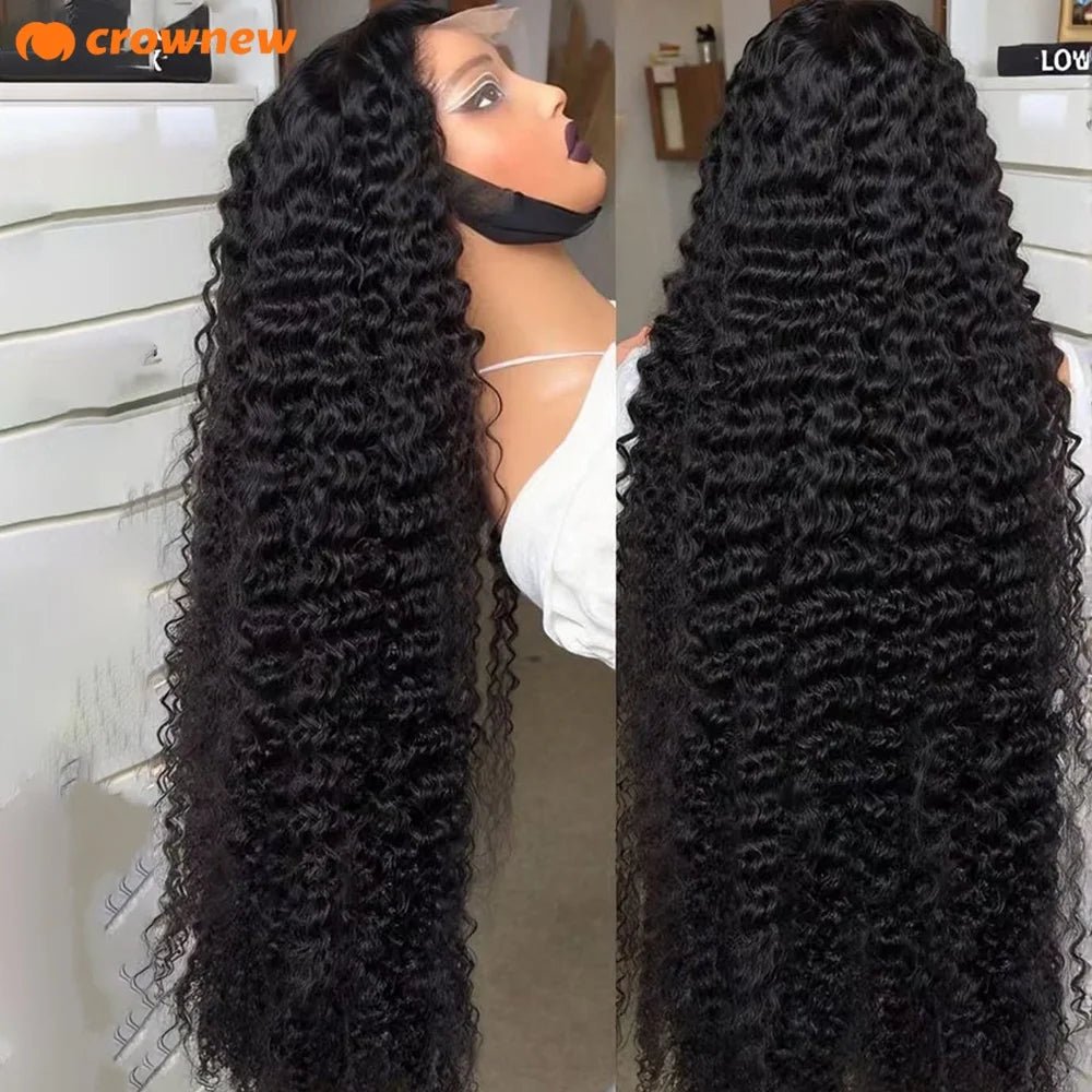 Deep Wave Human Hair Wigs Remy 13x4 HD Lace Frontal Human Hair Wig Deep Curly Wig Pre Plucked Bleached Knots Brailian Hair Wig
