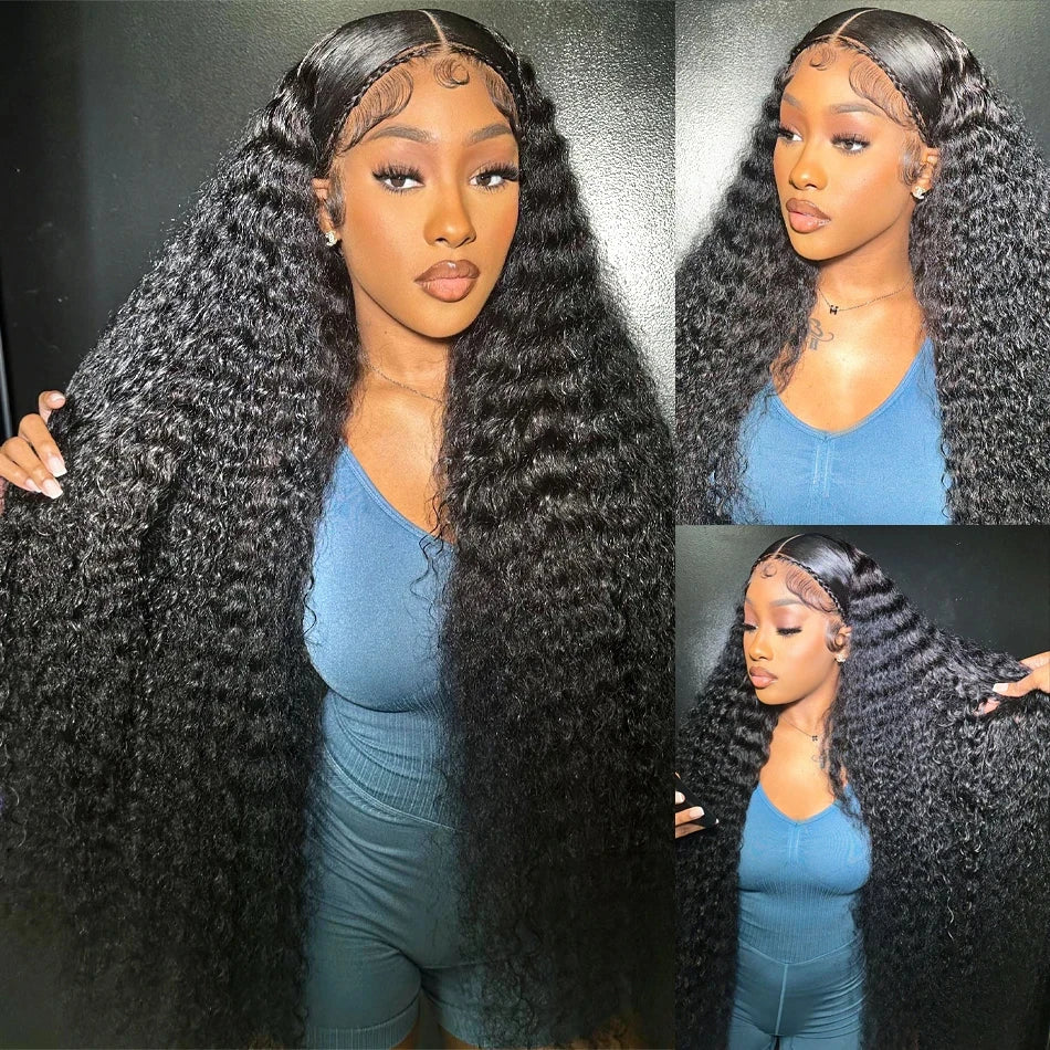 Curly Deep Wave Frontal Wig 13X6 Hd Lace Frontal Wig 30 40 Inch 13X4 Water Wave Lace Front Human Hair Wigs 250 Density