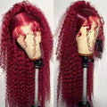 200 Density 13x4 Curly 99J Burgundy Lace Front Wig Red Wine Colored 30 40 Inch Deep Wave 13x6 HD Lace Frontal Human Hair Wigs