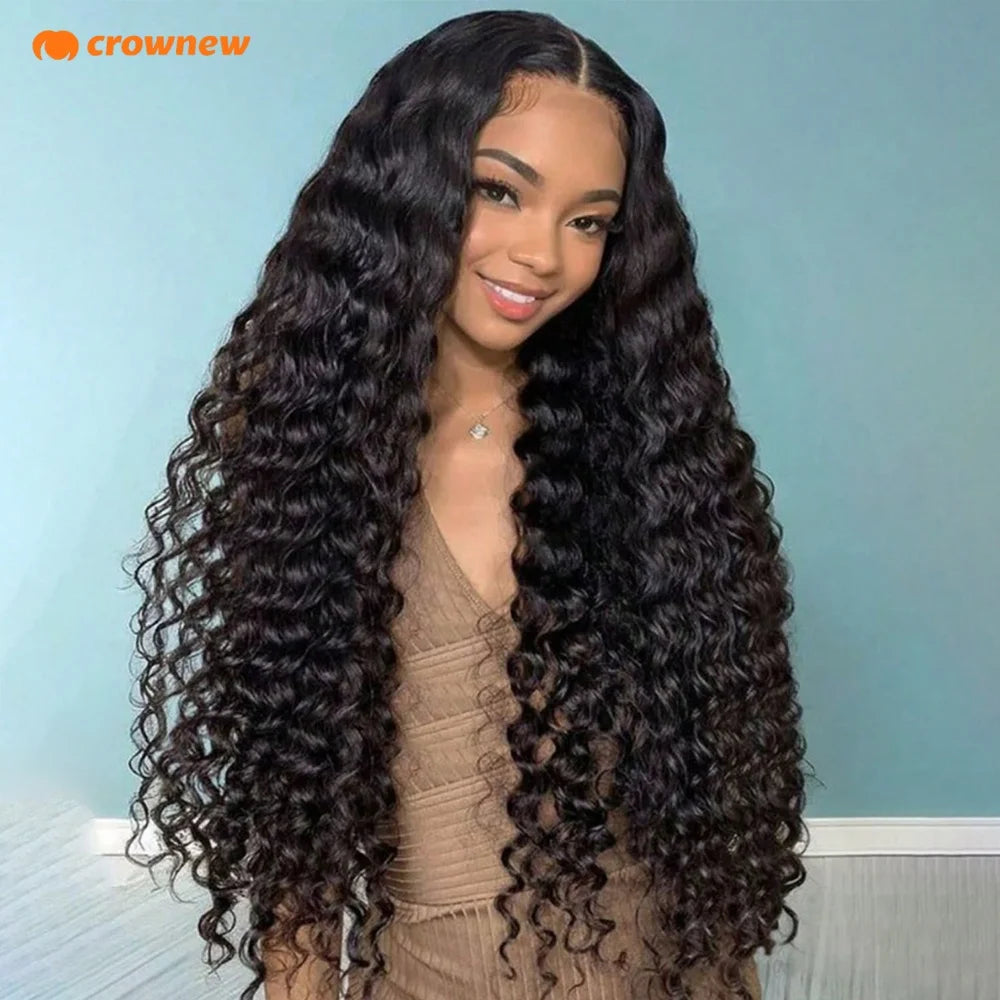 Deep Wave Wigs 13X4 HD Lace Front Human Hair Wig 42 Inch Long Curly Lace Front Human Hair Wig Pre Plucked Human Hair Wigs