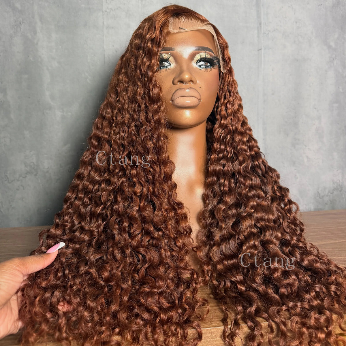 Custom Ginger Brown Color Human Hair Wig Water Wave 400 Density For Women 13x6 Hd Lace Human Hair Wigs Brazilian Color Curly Wig