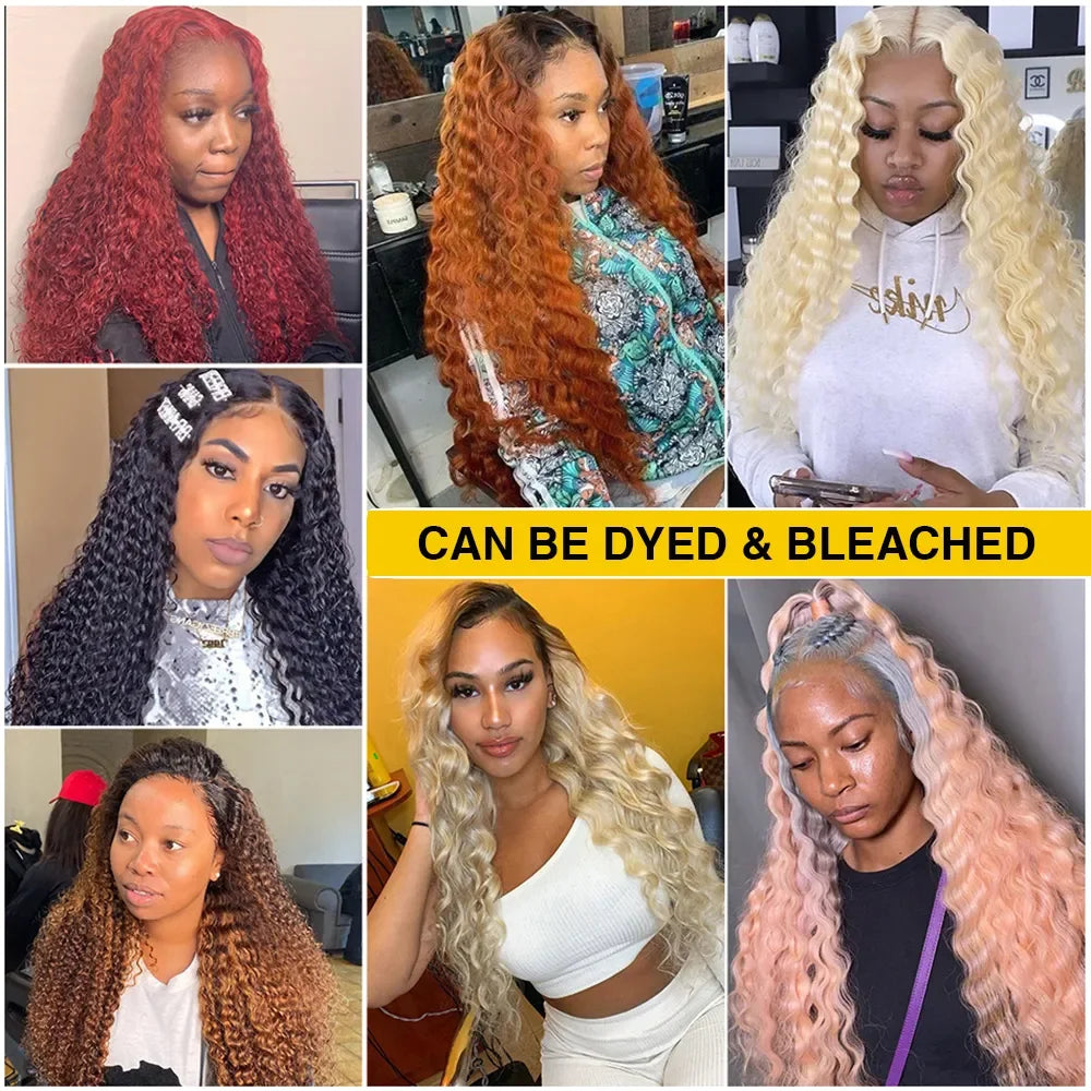 Blonde Loose Curly Brazilian Deep Wave Human Hair Wig 13x4 13x6 HD Lace Front Glueless Wig Breathable Cap Design For Women Beaut