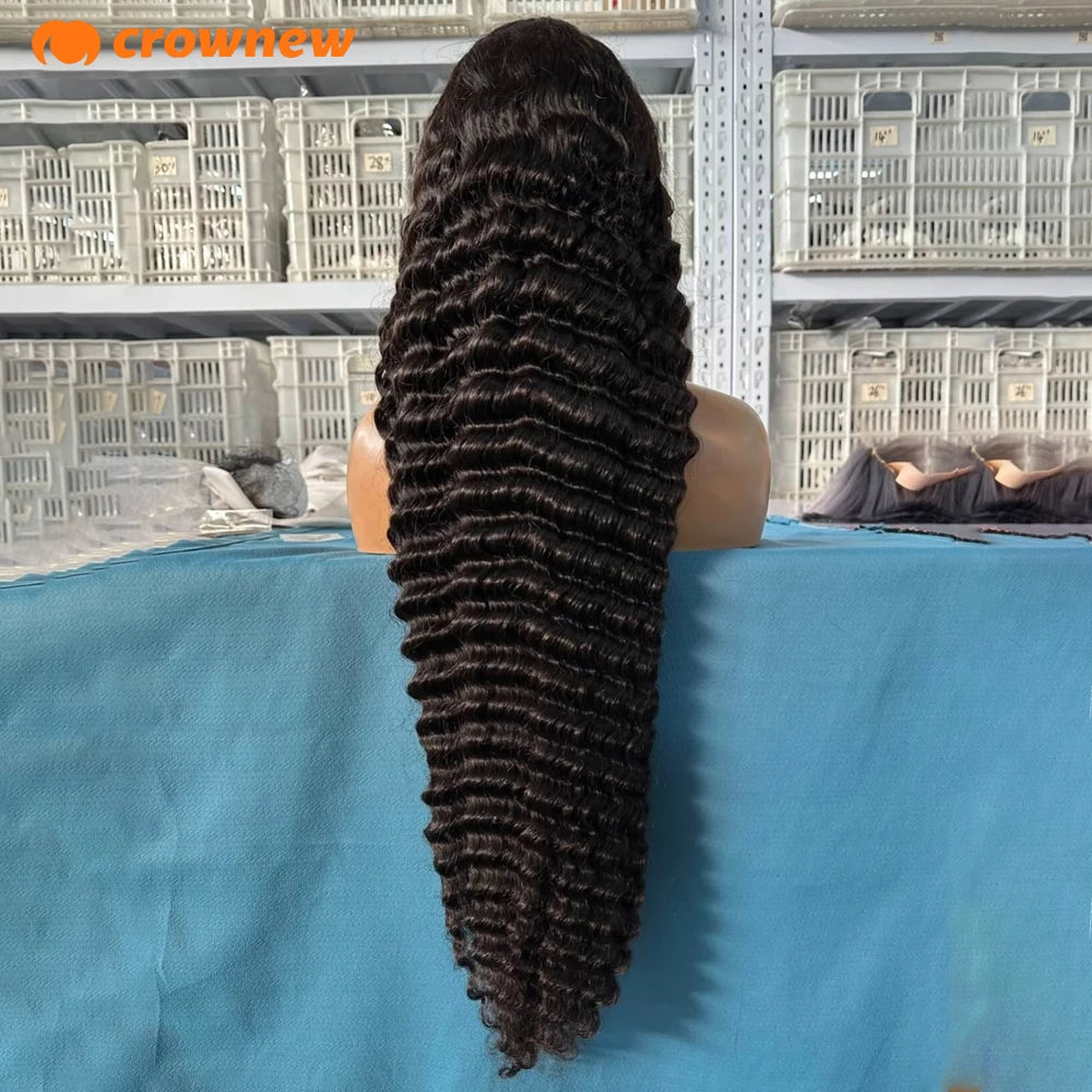 Deep Wave Wigs 13X4 HD Lace Front Human Hair Wig 42 Inch Long Curly Lace Front Human Hair Wig Pre Plucked Human Hair Wigs