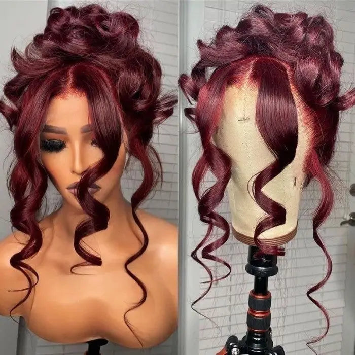 Body Wave 99j Burgundy 13x6 Hd Frontal Human Hair Wig For Women 250% 30 34inch Brazilian Glueless Red Lace Front Wigs On Sale