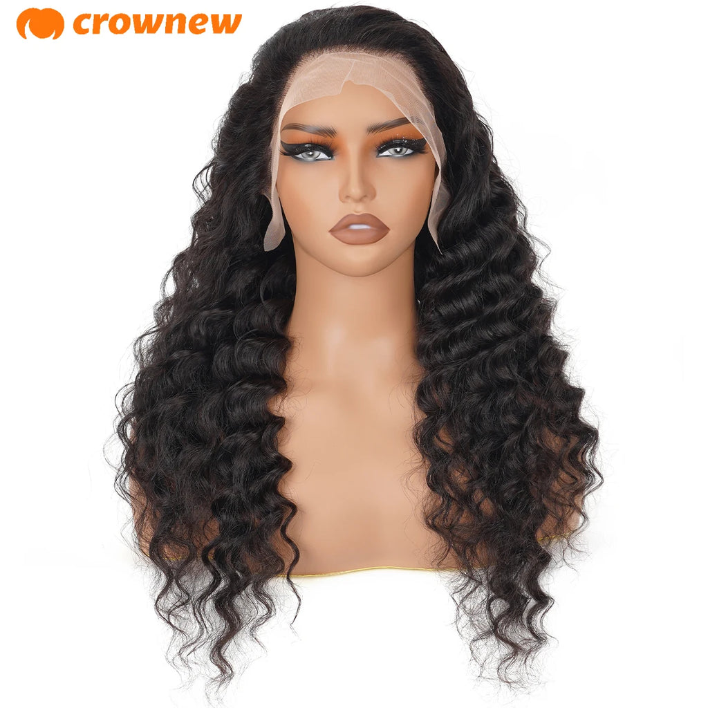 Deep Wave Human Hair Wigs Remy 13x4 HD Lace Frontal Human Hair Wig Deep Curly Wig Pre Plucked Bleached Knots Brailian Hair Wig