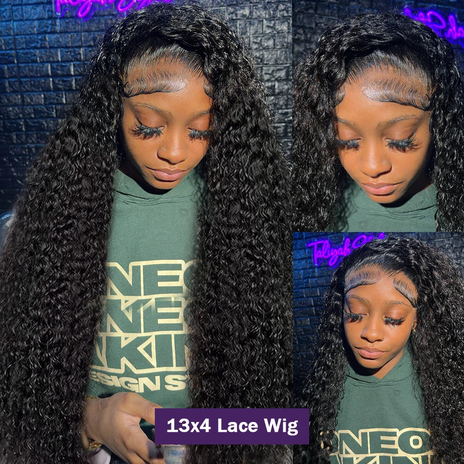 Curly Deep Wave Frontal Wig 13X6 Hd Lace Frontal Wig 30 40 Inch 13X4 Water Wave Lace Front Human Hair Wigs 250 Density
