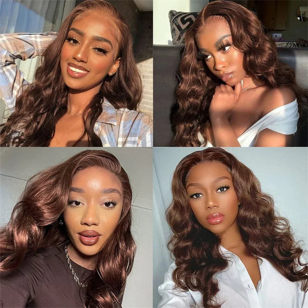 30 Inch Chocolate Brown Body Wave Lace Front Wig Transparent 13x6 HD Lace Frontal Wigs 13x4 Preplucked Colored Human Hair4x4 5x5
