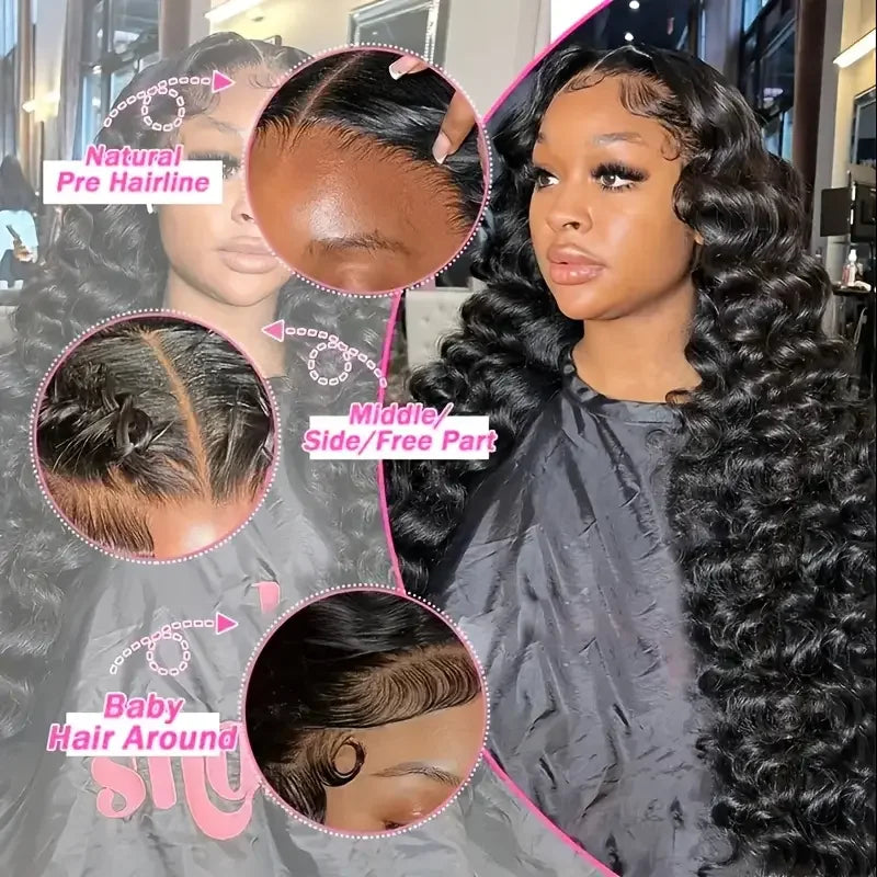 250% Loose Deep Wave 40 42 Inch 13x6 HD Swiss Lace Frontal Human Hair Wigs Brazilian PrePlucke Water Curly 13x4 Lace Front Wig