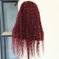 220 Density Human Hair Deep Wave 99J Burgundy 13x4 Lace Frontal Wig 30 32 Inch HD Lace Front Wigs Water Brazilian Curly wigs