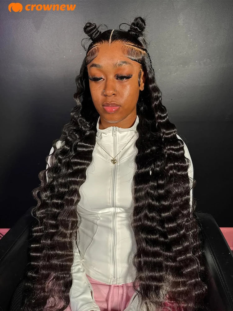 Deep Wave Wigs 13X4 HD Lace Front Human Hair Wig 42 Inch Long Curly Lace Front Human Hair Wig Pre Plucked Human Hair Wigs