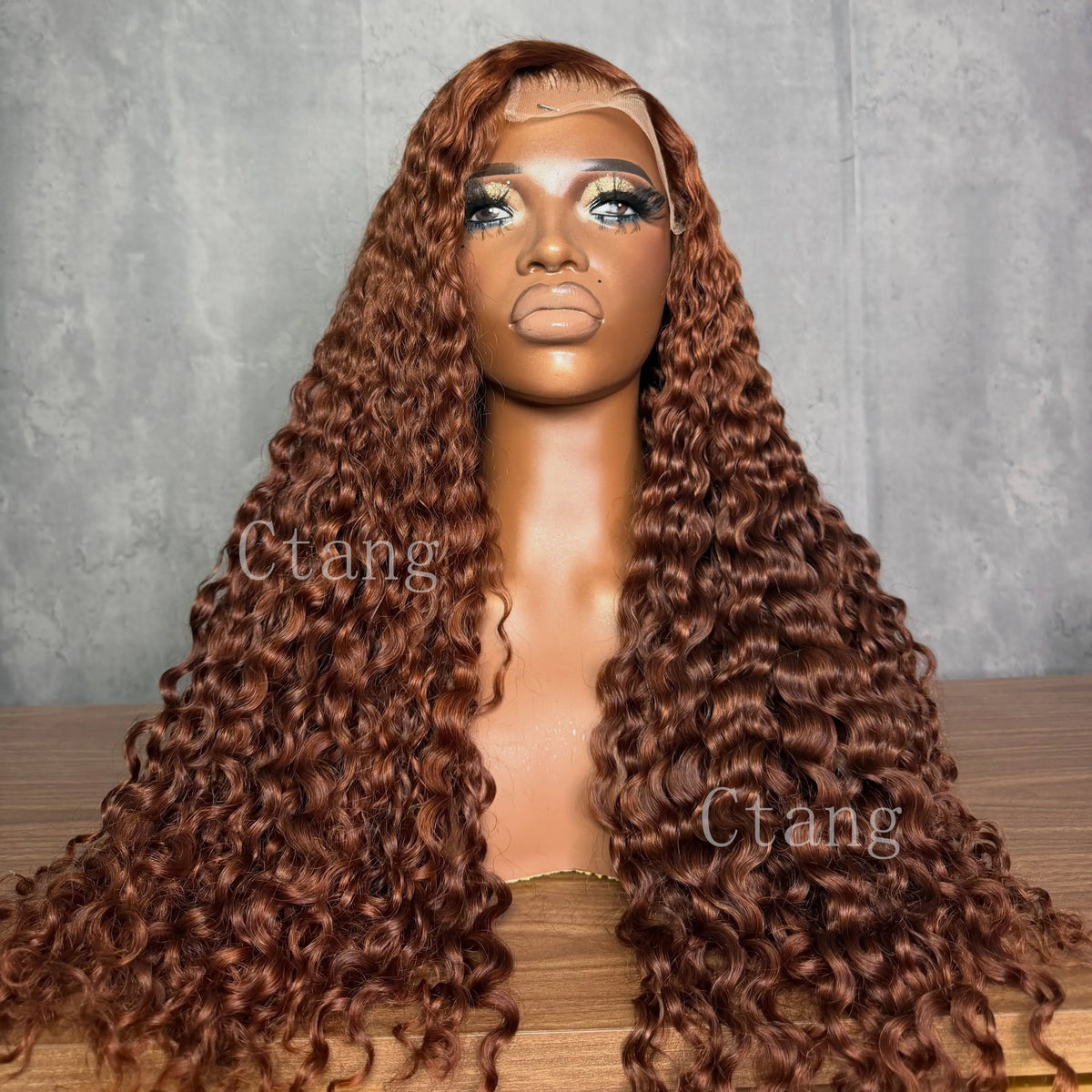 Custom Ginger Brown Color Human Hair Wig Water Wave 400 Density For Women 13x6 Hd Lace Human Hair Wigs Brazilian Color Curly Wig