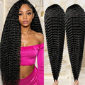 40 Inch 13x6 HD Lace Front Wig 210% Density Deep Wave Human Hair Wig Brazilian Virgin Curly Human Hair Wig For Women 13x4 Lace Frontal Wigs With Baby Hair Pre Plucked Hairline Natural Color